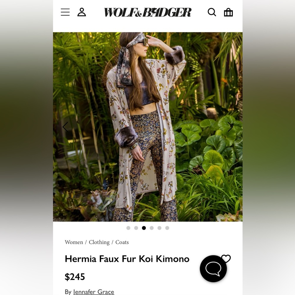 ❌SOLD❌ NWOT Jennafer Grace Hermia Koi Kimono with Faux Fur Cuffs